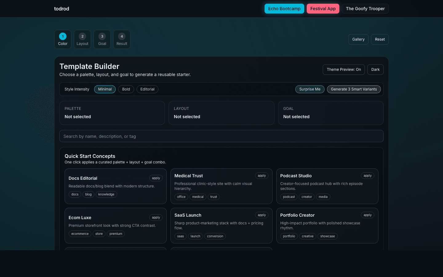 Template builder page preview